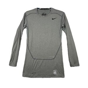 Nike Pro Combat Shirt Mens Medium Grey Long Sleeve Dri Fit Compression Gym Train